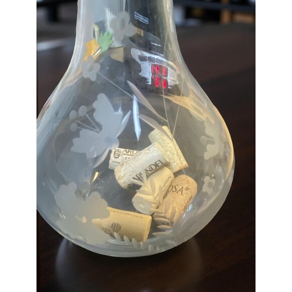 Vintage Romania Crystal Wine Decanter with Stopper Etched Floral Glass Bottle Ba - Picture 2 of 7